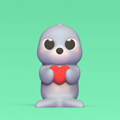 Cod100-Seal-Heart-1.png 3D file Seal Heart・Design to download and 3D print