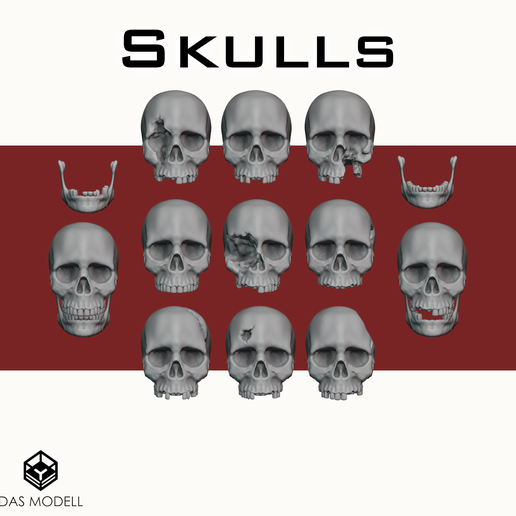 🎲 Skulls・Free 3D File for 3D printing・Cults