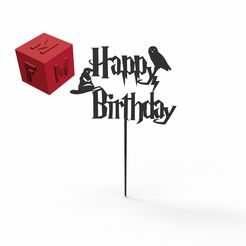 happy-birthday-harry-potter.jpg Archivo STL Happy Birthday Harry Potter Cake Topper・Plan de impresión en 3D para descargar