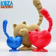 HEART-CAT-08.jpg STL file Heart Cat with flexible and articulated tail printed in place・3D printer design to download