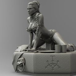 Leia-Pose01.5.jpg 3D file Princess Leia on Jabba slave costume・3D printable model to download