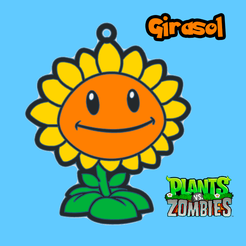 girasol-tinker-b.png STL file Sunflower Keychain. Plants vs Zombies・3D printable design to download