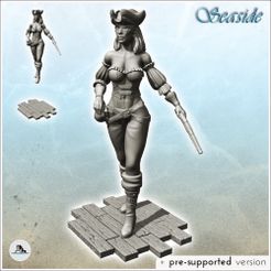 1-PREM.jpg STL file Sexy female pirate with powder pistol and eyelet (14) - Jungle Blackbeard Island Beach Piracy Caribbean Medieval・3D printable model to download