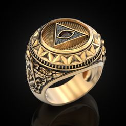 Masonic-ring-All-seeing-eye-pyramid-G-1.jpg Archivo STL Anillo masónico Pirámide del ojo que todo lo ve・Diseño imprimible en 3D para descargar