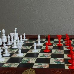 JQA_complete_set.jpg Free 3D file Barleycorn Chess Set Inspired by John Quincy Adams' ca.1825 Chess Set・Design to download and 3D print