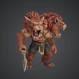 74.png Three-Headed Lion Beast Warrior with Axe – Large Fantasy Monster