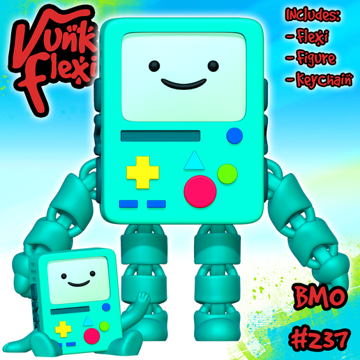 🗝️ Adventure Time BMO MultiColor Flexi Print-In-Place + figure