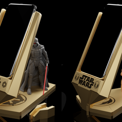 Preview01.png 3D file Star Wars Phone Holder - Darth Vader and Baby Yoda - 2 for 1 3D print model・3D printer model to download