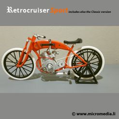 Retrocruiser-sport-01.jpg STL-Datei Retrocruiser Sport - 3D printed motorbike in scale 1:7・Modell zum Herunterladen und 3D-Drucken