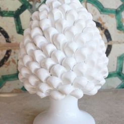 Pigna-ceramica-siciliana-bianco-ricotta-30cm.jpg Fichier STL Pomme de pin sicilienne originale・Plan pour impression 3D à télécharger