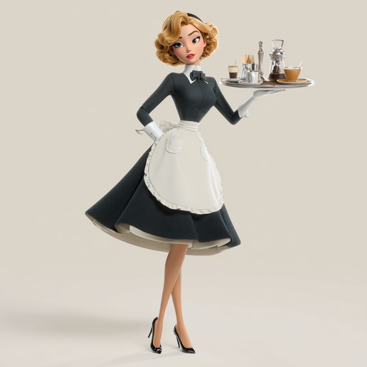 ☕👗 Cinderella Diner – Modern Waitress Collector's Edition (One-Piece STL) 3D model