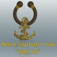Fem-jewel-58-v7-00.png STL file fake Nose septum hook "sea ​​anchor" FAKE NIPPLE Clamps Pendant PIERCING Female Septum Barbaella male Non-Piercing Body Jewellery Bondage Weight femJ-58 3d print cnc・3D printing design to download