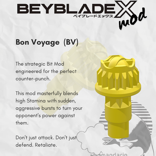 🎲 Beyblade X Bit Mod Bon Voyage (BV)・ STL File for 3D printing・Cults