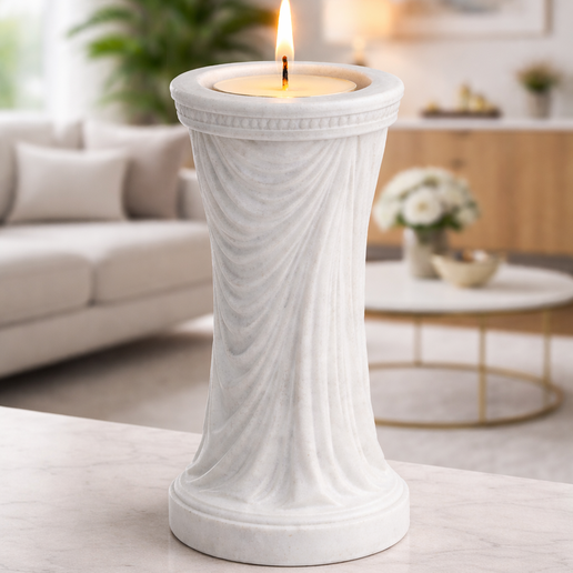 Elegant Draped Column Candle Holder STL | Tea Light Holder 3D Print