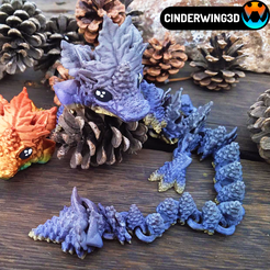 grgre.png Baby Autumn Dragon, Artuculating Print in Place, Cinderwing3D, No Supports, Fall Baby Dragon