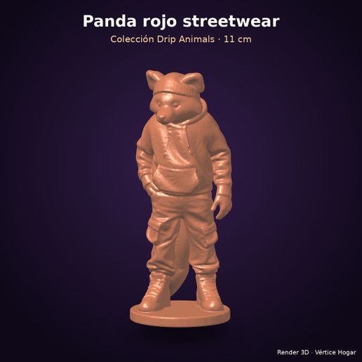 Panda rojo streetwear (hypebeast) - figura art toy coleccionable