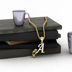 1.jpg Файл STL Инициальные буквы Подвеска A 3D печать модели 3D печать модели・Дизайн 3D-печати для загрузки3D
