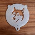 Schablone_Husky.jpg STL file Stencil for latte or cappuccino, motif: Husky - Portrait・3D printing template to download