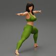 10002.jpg 3D file Young Woman Practicing Yoga Lesson Doing Warrior Two 3D Print Model・3D printable model to download, 3DGeshaft