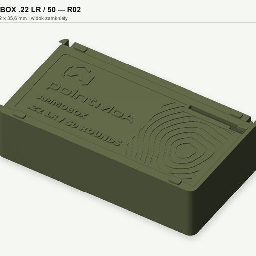 pointMoA .22 LR Ammo Box – 50 Rounds – Stackable Sliding Lid