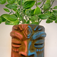 tiki-and-plant.png Wall Tiki Flower Pot | Bird feeder On a tree