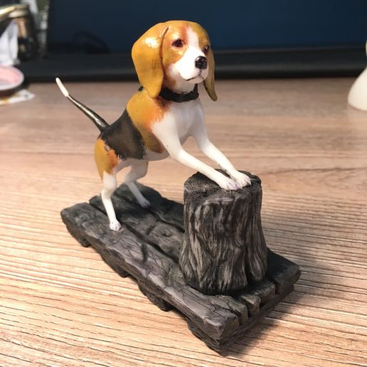 Beagle Driftwood #beagle #dog #posed dog #wood #stump #driftwood 3D model