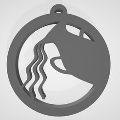 water.png STL file Zodiac sign keychain Aquarius・3D printing design to download