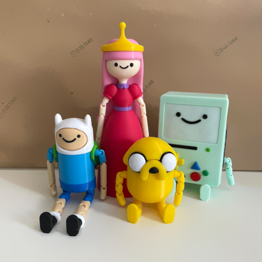 Pack x4 - Adventure time - Finn - Jake - BMO - Princess Bubblegum - Multiparts - Multicolor