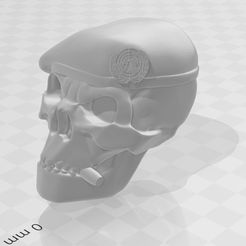 08-Skull-UN.jpg STL file Skull German Armed Forces Beret UN United Nations・3D printing design to download