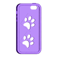 cover_iphonese_grossa_con_orme_cane.stl Iphone 5 dog cover, Iphone SE cover dog footprints