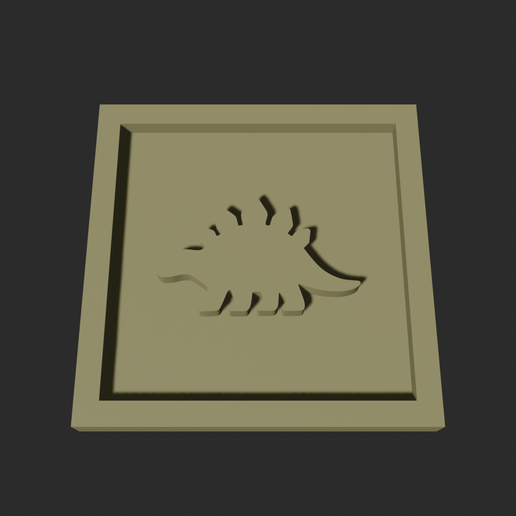 Stegosaurus Square – 3D Printable Game Token