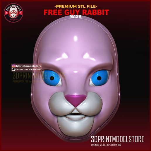 🆓 Free Guy Rabbit Mask - Cosplay Mask - Halloween Helmet・ 3D File for ...