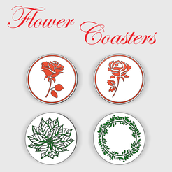 Group.png Fichier STL Sous-verres à fleurs avec support・Objet imprimable en 3D à télécharger