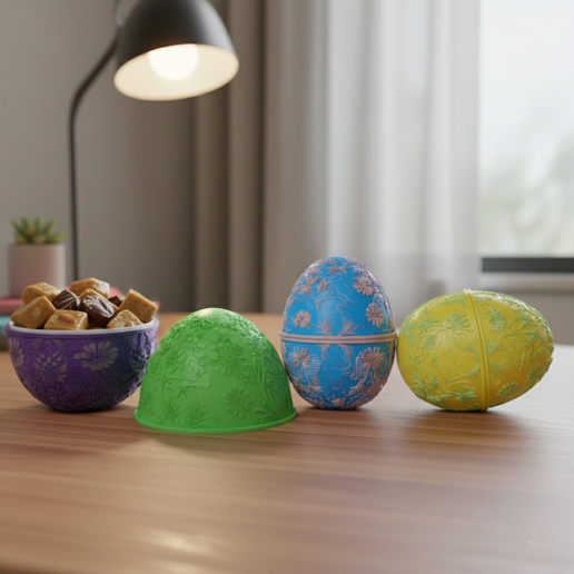 Cute Easter Egg Shell 3D Printable STL – Hollow Egg Decor & Candy Holder
