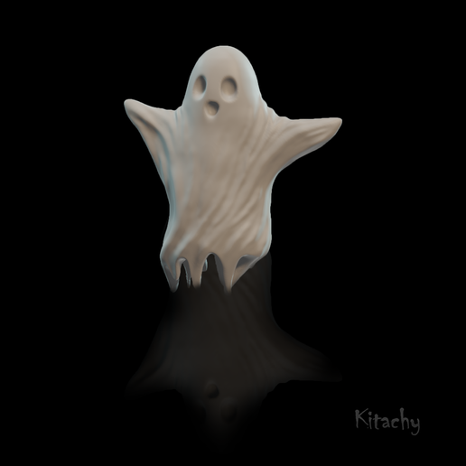Spooky cute ghost miniature figure (Halloween decoration, diorama) 3D model