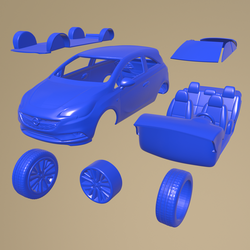 Opel Corsa 3-door 2015 Printable Car In Separate Parts