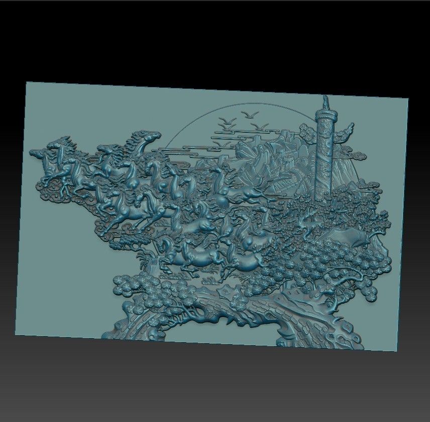 many_horses_and_trees3.jpg Archivo STL gratis corriendo caballos y árboles・Diseño de impresión 3D para descargar, stlfilesfree