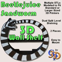 Beetlejuice-Shelf-IMG.jpg Archivo STL 3D Beetlejuice Gusano de Arena Estante de Pared Mediano y Grande STL・Diseño de impresora 3D para descargar