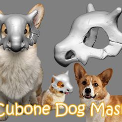 cubone_dog_mask_001.jpg 3D-Datei Cubone Dog Mask・3D-druckbare Vorlage zum herunterladen, 3DPrintModelStoreSS