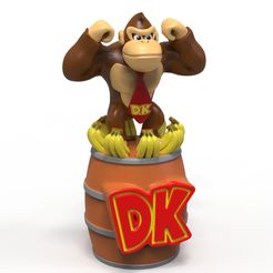 DKbananas_barrel_Preview.404.jpg Fichier STL DONKEY Kong avec bananes et baril・Plan pour impression 3D à télécharger