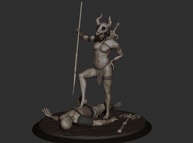 9f07865e2c7ad15a11b2407a3c5be4e4_display_large.jpg Free STL file Amazon warrior girl with the spiar・Template to download and 3D print, Boris3dStudio