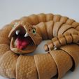 Jouet articulé serpent à sonnettes, corps imprimé, tête encliquetable, mignonne-flexi