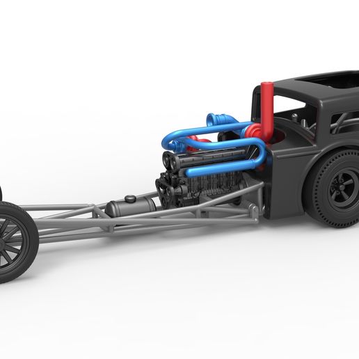 Front engine old school dragster with shell Version 4 (1:25 Scale)