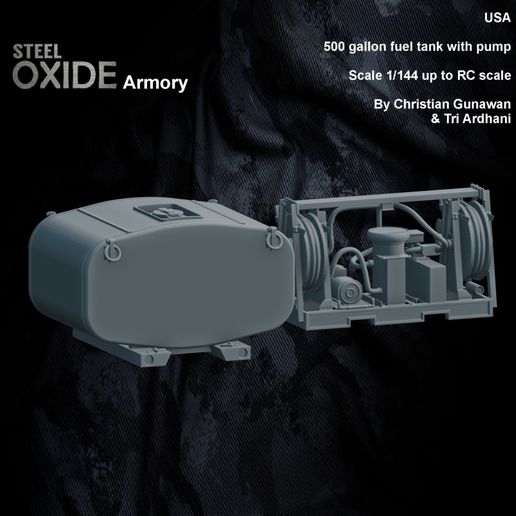 US Military 500 gallon fuel tank and pump 3D model