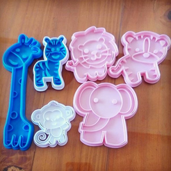 333.png STL file COOKIE CUTTER CUTTER WITH JUNGLE ANIMALS STAMP JUNGLE ANIMALS・3D printable model to download