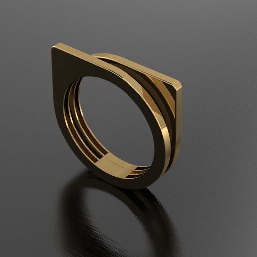 Reverse Minimal Ring – Modern Gold Jewelry CAD Model