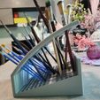 Brush-Holder-7.png.jpeg Brush Holder for Painting – Multi-Size Organizer (17×11mm + 16mm + 21mm Holes) | No Supports