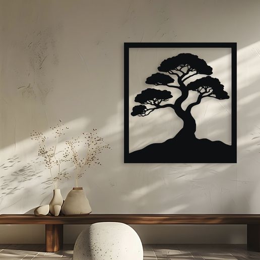 Bonsai Tree Silhouette Wall Art