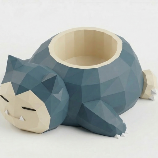 Cute Sleeping SNORLAX Planter - Low Poly Style - Easy Print STL
