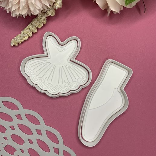 Ballet Dress Shoe Cookie Cutter And Stamp 3D model